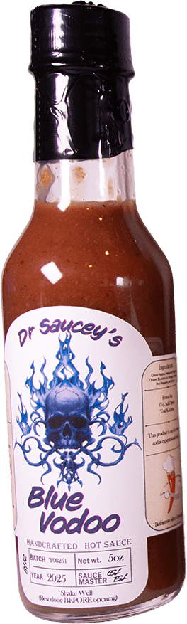 Bottle of Blue Vodoo by Dr Saucey's